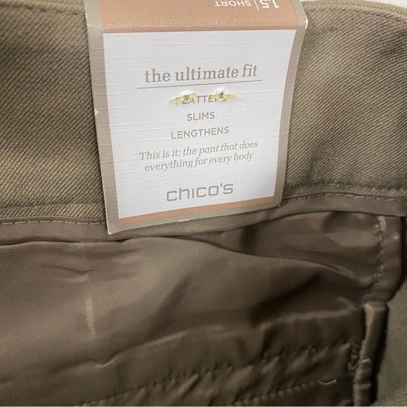 Chico's Womens Dress Pants Size 1.5 (10) Short The Ultimate Fit Side Zip Taupe - Picture 4 of 7